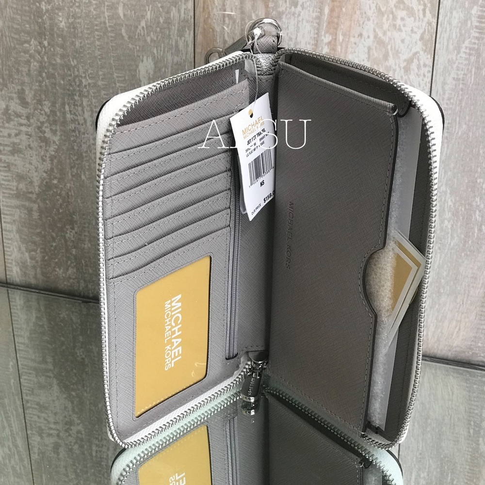 Michael Kors Flat Wristlet Wallet Mini Logo White - Picture 5 of 7